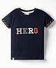Ollypop Sinker Knit Half Sleeves T-Shirt With Hero Print - Navy Blue