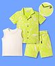 OLLINGTON ST. Cotton Knit Printed Half Sleeves Shirt With Inner Tee & Shorts - Lime & Beige