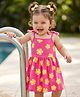 Doodle Poodle 100% Cotton Single Jersey Knit Sleeveless Frock with Floral Print - Pink