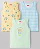 Babyhug 100% Cotton Knit Sleeveless Sando Vests with Car & Teddy Print Pack of 3 - Multicolor