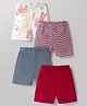 Kidi Wav Pack Of 4 Solid Striped & Animals Printed Shorts - Multi Colour