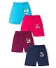 Kidi Wav Pack Of 4 Animals In Vehicles Printed Shorts - Multi Colour