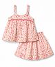 ToffyHouse Muslin Woven Sleeveless Floral Printed Co-Ords Top & Skirt Set - Pink