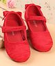 Babyoye Velcro Closure Solid Ballerina With Bow Applique - Red