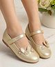 Babyoye Velcro Closure Closed Toe Ballerinas with Floral Applique - Golden
