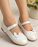 Babyoye Velcro Closure Closed Toe Ballerinas with Floral Applique - White
