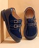 Babyoye Buckle Closure Solid Oxford Shoes - Navy Blue