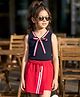 OLLINGTON ST. Cotton Waffle Knit Sleeveless Top & Skorts Set - Navy & Red