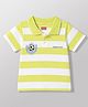 Babyhug 100% Cotton Knit Half Sleeves Striped Polo T-Shirt With Sports Theme Front & Back Print - Multicolor