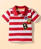 Babyhug Cotton Knit Half Sleeves Striped Polo T-Shirt with Patch Detailing - Multicolor