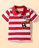 Babyhug Cotton Knit Half Sleeves Striped Polo T-Shirt with Patch Detailing - Multicolor