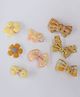 Milyra Pack of 8 Bow & Floral Applique Detailed Alligator Hair Clips - Mustard Yellow