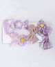 Milyra Set Of 8 Bow & Floral Applique Detailed Alligator Hair Clips - Lavender