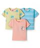 Babyhug Cotton Knit Half Sleeves Striped T-Shirts with Beach Theme Graphic Pack of 3 - Multicolor