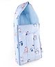 Babyhug 100% Cotton Sleeping Bag cum Carry Nest Penguin Print - Blue| Soft & Cozy| Light Weight & Easy to Carry| Travel Friendly| Easy Zipper Closure| New Born Essential| Washable| Gifting Option