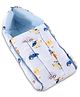Babyhug 100% Cotton Sleeping Bag cum Carry Nest Transport Print - Blue| Soft & Cozy| Light Weight & Easy to Carry| Travel Friendly| Easy Zipper Closure| New Born Essential| Washable| Gifting Option