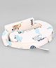 Babyhug Cotton Feeding Pillow With Belt Cute Car Print - Beige | Fits upto waist size 36 inches