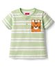 Babyhug Cotton Knit T-Shirts Half Sleeves Striped Henley with Graphic Multi Color 2-3 Years