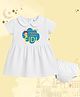 The Peppy Tend 100% Cotton Knit Eid theme Half Sleeves I M Such A Cutie I Deserve Extra Eidi Text Printed Dress  With Bloomer - White