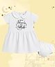 The Peppy Tend 100% Cotton Knit Half Sleeves I M A Blessing From Allah Text Printed Dress With Bloomer - White