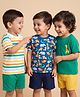 Babyhug Cotton Knit Half Sleeves T-Shirts with Animal & Striped Print Pack of 3 - Blue Turquoise & White