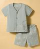 Zero Sinker Knit Half Sleeves Elephant Printed T-Shirt & Shorts Night Suit - Olive Green