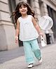 Babyhug Cotton Woven  Sleeveless Self Embroidered Solid Colour Top and Pant Set - White