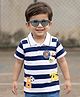 Babyhug Cotton Knit Polo T-Shirt Striped with Graphics Multi Color 12-18 Months