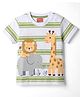 Babyhug Cotton Knit T-Shirt Half Sleeves Striped with Graphics Multi Color 9-12 Months