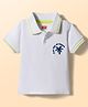 Babyhug Cotton Knit Half Sleeves Polo T-Shirt with Beach Theme Print - White