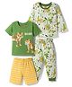 Babyhug Cotton Knit Full Sleeves T-Shirts & Pyjama & Shorts Night Suit with Jungle Safari Theme Print Pack of 2 - Green & White