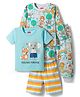 Babyhug Cotton Knit Full Sleeves Animal Printed Pyjama &  Half Sleeves Striped Shorts Night Suit Pack Of 2 - Multicolour