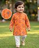 EARTHY TOUCH Cotton Jersey Knit Full Sleeves Kurta Pyjama Set with Floral Print - Orange