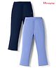 Honeyhap Premium Cotton Elastane Knit Full Length Flared Leggings With Bio Finish Pack of 2 - Oceana & Azurine