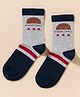Mustang Knit Socks with Basketball Design - Grey & Navy Blue