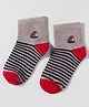 Mustang Knit Ankle Length Socks with Striped &  Boat Design - White