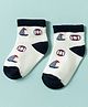 Mustang Knit Ankle Length Socks with Boat Design - Off White
