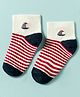Mustang Knit Ankle Length Socks with Striped &  Boat Design - Red