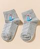 Mustang Knit Ankle Length Socks with Boat Design & Stripes - Grey