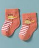 Mustang Knit Ankle Length Socks with Striped & Aeroplane Design - Orange