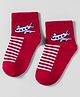 Mustang Knit Ankle Length Socks with Airplane Design & Stripes - Red