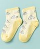 Mustang Knit Ankle Length Socks with Striped & Cloud Design - Lemon