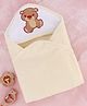 Babyhug Cotton Double Ply Hooded Knit Terry Towel With Teddy Bear Embroidery L 74 x B 60 cm - Yellow