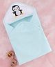 Babyhug Cotton Double Ply Hooded Knit Terry Towel With Teddy Bear Embroidery L 74 x B 60 cm - Light Blue