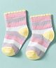 Mustang Knit Ankle Length Socks with Striped Design - Pink
