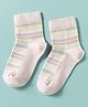 Mustang Knit Ankle Length Socks with Striped Design - Light Pink