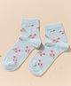 Mustang Knit Ankle Length Socks with Floral Design - Sky Blue