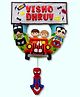 Fab Feltro Kids in car with Superheroes , Personalised Felt Kids Hanging , Siblings