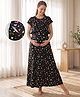 Bella Mama Cotton Knit Half Sleeves Nighty with Heart Print - Black