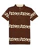 Earth Conscious Cotton Knit Half Sleeves Tropical Theme Printed Polo Tee - Coffee Brown